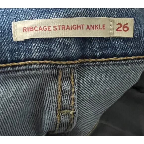 Levi's Ribcage Straight Ankle Jeans Womens Size 26 Blue Button Fly - Picture 5 of 7
